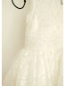 On Sale Ivory Lace Tulle Knee Length Flower Girl Dress